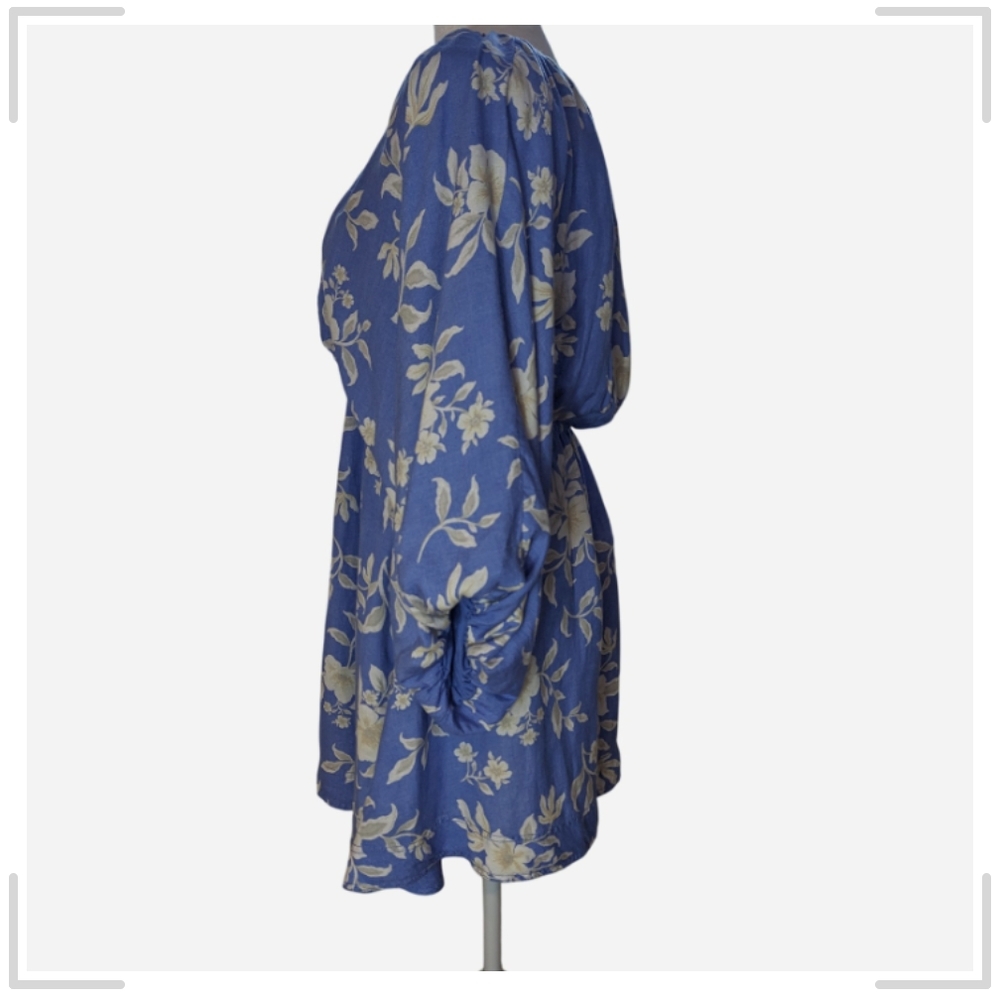 Pre-owned Free People Blue Floral Mini Dress - Picture 5 of 8